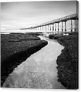 Ocean Beach Cloudy Low Tide Canvas Print