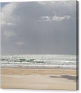 Oceanfront Layers And Patterns - Atmospheric Stormy Sky On A Beach Canvas Print