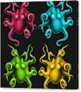 Octopuses On Black Background Canvas Print