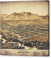 Ogden Utah Vintage Map Birds Eye View 1875 Sepia Canvas Print