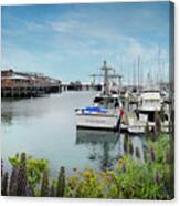 Old Fisherman's Wharf And Harbor In Monterey Canvas Print