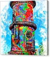 Old Fresno Water Tower - Colorful Painting Canvas Print