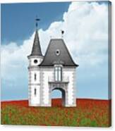 Old Gatehouse In A Red Poppy Field In France Canvas Print