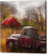Old Rusty Truck Along The Autumn Backroads Painting Canvas Print