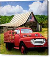 Old Truck At The Patriotic Barn Canvas Print