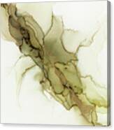 Olive Gold Earth Tones Abstract Ink Canvas Print