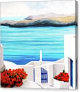 On The Way-oil Painting Of Santorini Canvas Print