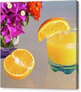 Orange And Tangerine Fruit Juice In The Sunshine Canvas Print