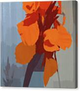 Orange Cana Flower Botanical Abstract Canvas Print