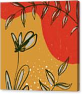 Orange Garden 4 - Minimal Contemporary Abstract - Red, Yellow, Black, White, Grey Canvas Print