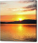 Orange Sunrise Waterscape Reflections Panorama. Canvas Print