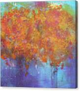 Orchard Landscape Painting Orange Pink Purple Blue Canvas Print