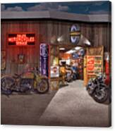Outside The Motorcycle Shop Canvas Print