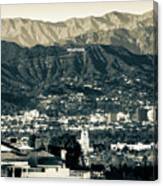 Overlooking Hollywood Hills And The Santa Monica Mountains - Sepia Edition Canvas Print