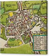 Oxford England Vintage Map 1605 Canvas Print