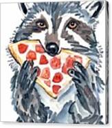 Painting Raccoon Pizza Watercolor Painting Animal Canvas Print