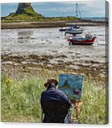 Painting The View, Lindisfarne Canvas Print