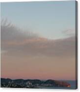 Pale Pink Sky And Soft Clouds At Sunset On The Mediterranean Coast Canvas Print
