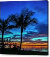 Palm Silhouette At Harbor Point Canvas Print