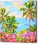 Palms. Ocean. Flowers. Canvas Print