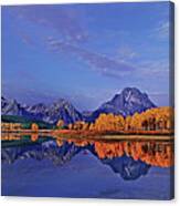 Panorama Fall Morning Oxbow Bend Grand Tetons Canvas Print