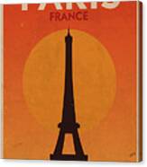 Paris France Retro Vintage Travel Poster Canvas Print