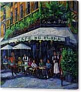 Parisian Mood Cafe De Flore Commissioned Oil Painting By Mona Edulesco Canvas Print