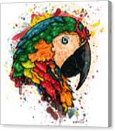Parrot Portrait Painting On White Background, Macaw Parrot Canvas Print