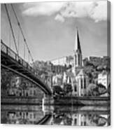 Passerelle St Georges Lyon France Black And White Canvas Print