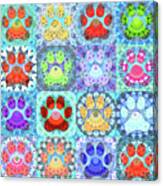 Patchwork Paws - Colorful Dog Paw Art Canvas Print