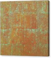 Patina Green Abstract Painting Squares Burnt Orange And Sage Green Canvas Print