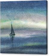 Peaceful Evening At The Sea Drifting Boat Canvas Print