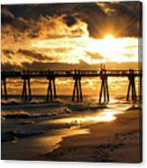Pensacola Beach Fishing Pier At Sunset Canvas Print
