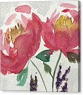 Peonies And Lavender Canvas Print