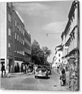 People And Cars In Drottninggatan Canvas Print