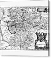 Perugia Territorio Perugino Vintage Historical Map 1647 Black And White Canvas Print