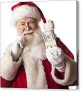 Pictures Of Real Santa Claus Holding Christmas Cash Bonus Canvas Print