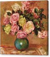 Pierre Auguste Renoir Bouquet Of Roses In A Vase Canvas Print