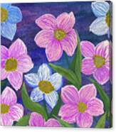 Pink And Blue Flowers Canvas Print