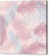 Pink And Blue Palm Tree Leaves Surface Pattern Design Original Mixed Media Art Canvas Print