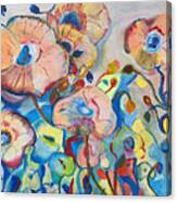 Abstract Poppies And Blue Canvas Print