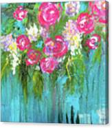 Pink Rose Bohemian Abstract Floral Canvas Print