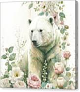 Pink Rose Polar Bear 2 Canvas Print