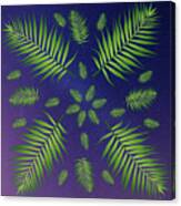 Plethora Of Palm Leaves 19 On A Starry Sky Canvas Print