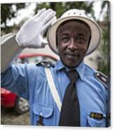 Policeman In Douala, Cameroon Canvas Print
