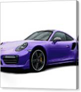 Porsche 911 991 Turbo S Digitally Drawn - Purple Canvas Print