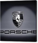 Porsche Car Emblem Isolated Bw 2 Canvas Print