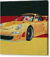 Porsche Gt3 Rs Cup 2008 In Front Of The German Flag Canvas Print