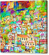 Positano Fishing Village Amalfi Coast Campania Italy In Vibrant Whimsical Colors 20210708 Canvas Print