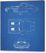 Pp90 Blueprint 1962 Corvette Stingray Patent Poster Cole Borders Canvas Print